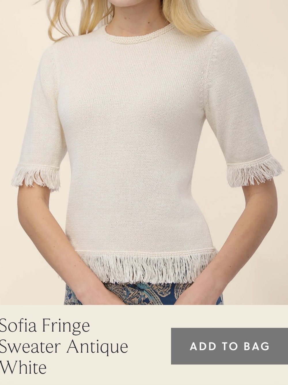 Spartina 449 Cream Knit Top with Button Keyhole